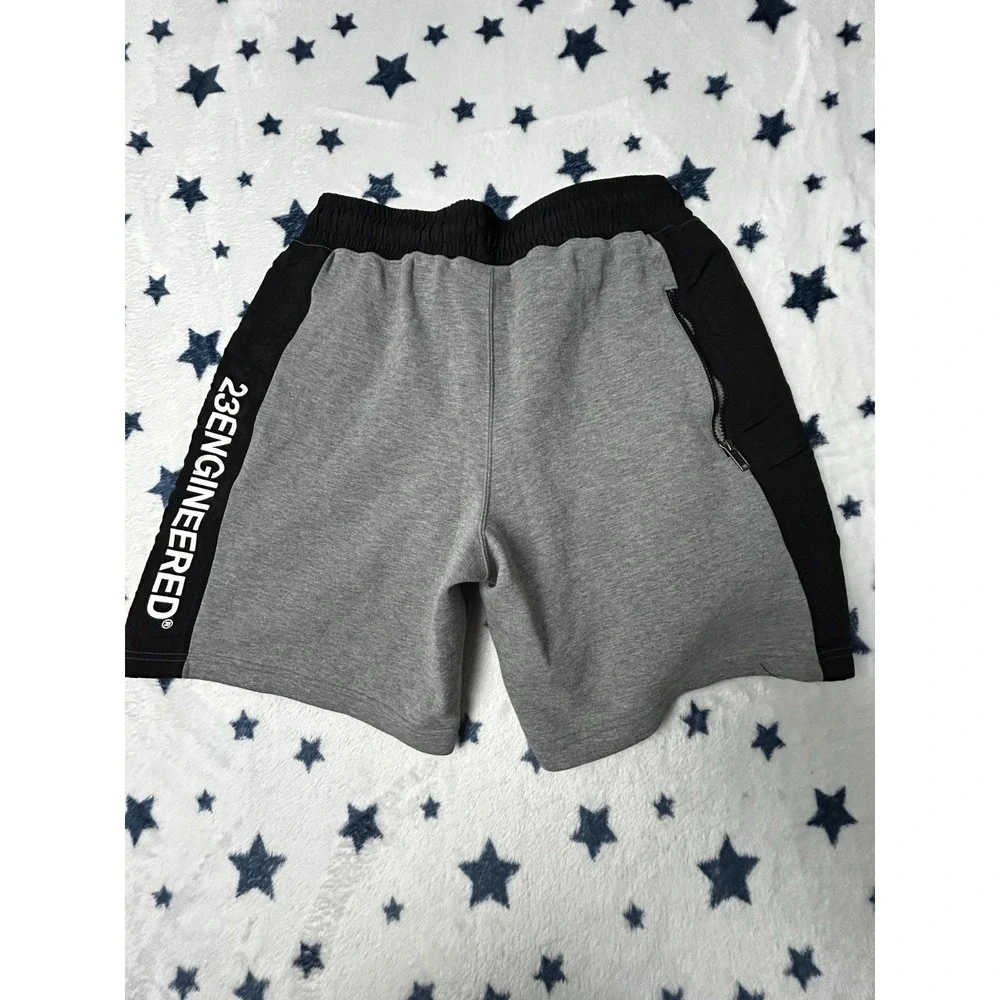 Jordan 23 Engineered Shorts Mens Medium Gray Black Fleece Athletic Zip Pocket
